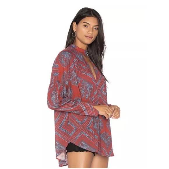 FREE PEOPLE Walking On A Dream Cut Out Choker Tunic Top Size XS - Picture 3 of 13